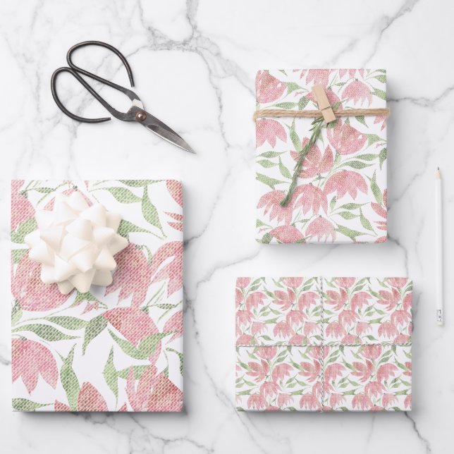 Blume auf dem Feld sind in rosa gestrichen Geschenkpapier Set (Vorderseite)