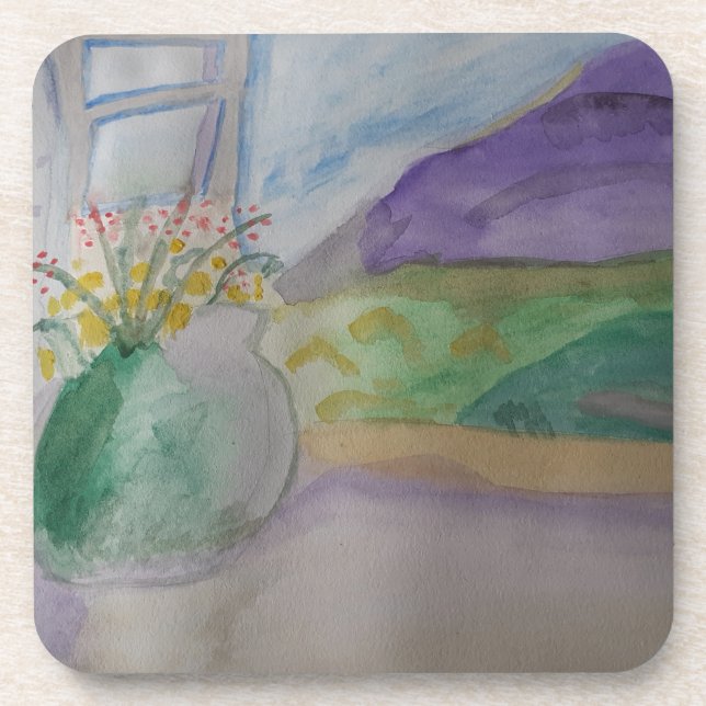 Blume auf dem Untersetzer aus Windows-Kunststoff (Vorderseite)