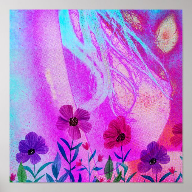 Blume auf der Brust Poster (Vorne)