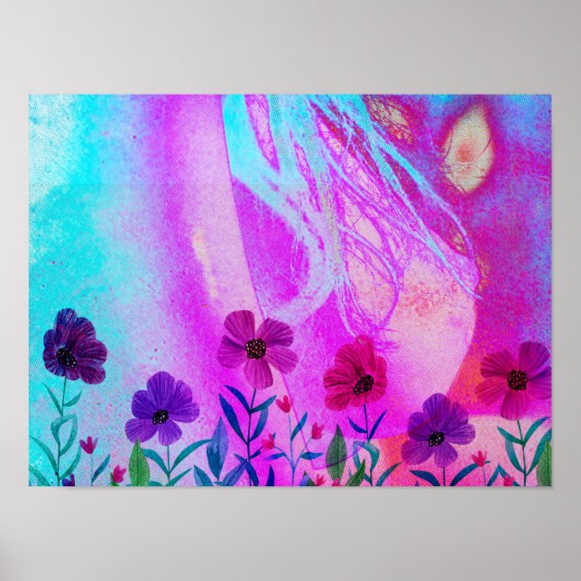 Blume auf der Brust Poster (Vorne)