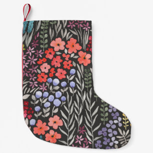 Blume auf der Weide: Aquarellblume nahtlos Kleiner Weihnachtsstrumpf