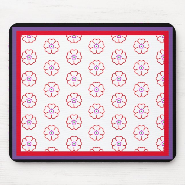 Blume auf einem Personalisierten, weißen Hintergru Mousepad (Vorne)