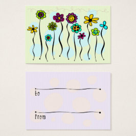 Blume auf einem Stick-Geschenketikett