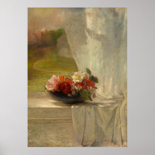 Blume auf einer Fensterkante von John La Farge Poster