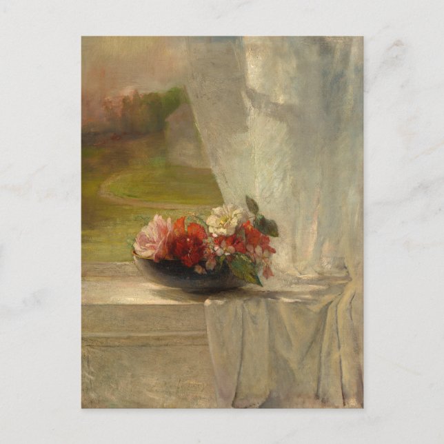 Blume auf einer Fensterkante von John La Farge Postkarte (Vorderseite)