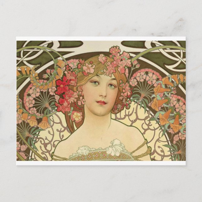 Blume auf ihrem Haar Postkarte (Vorderseite)