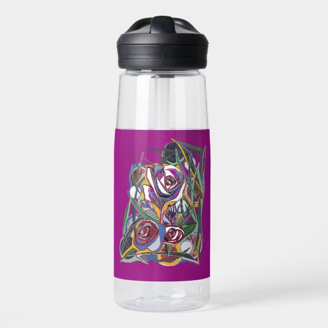 Blume auf lila Hintergrund Trinkflasche (Vorne)