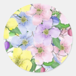 Blume auf Pastell Runder Aufkleber