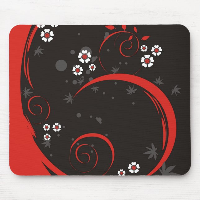 Blume auf Schwarz - Mousepad (Vorne)