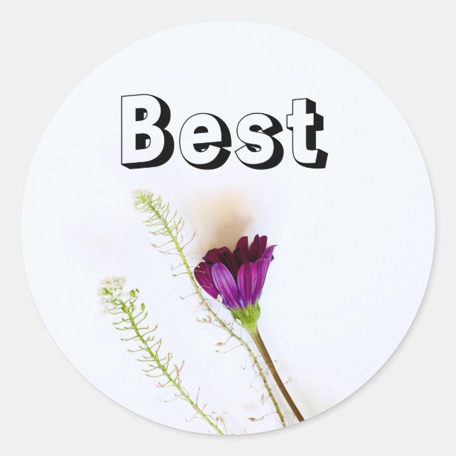 Blume-Aufkleber mit den besten Wünschen Runder Aufkleber (Vorderseite)