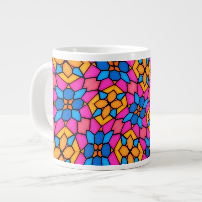 Blume aus abstraktem Glas Jumbo-Tasse (Vorderseite Links)