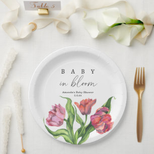 Blume aus Aquarell - Baby in Blüte Pappteller