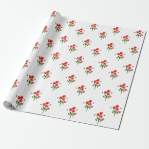 Blume aus Aquarelltuch und niedliche Hummel Geschenkpapier