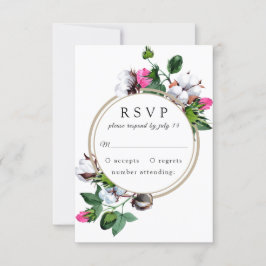 Blume aus Baumwolle. Botanischer Rahmen Blumenhoch RSVP Karte