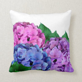 Blume aus Blau und Rosa Hydrangea Kissen