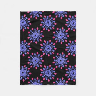 Blume aus blauem und rotem Neon Fleecedecke