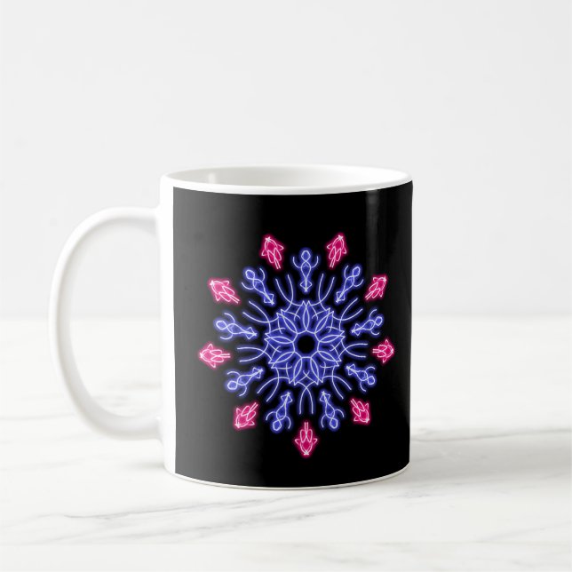Blume aus blauem und rotem Neon Kaffeetasse (Links)