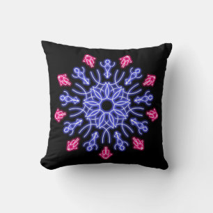 Blume aus blauem und rotem Neon Kissen