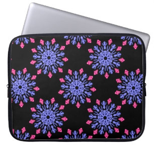 Blume aus blauem und rotem Neon Laptopschutzhülle