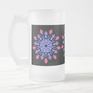 Blume aus blauem und rotem Neon Mattglas Bierglas