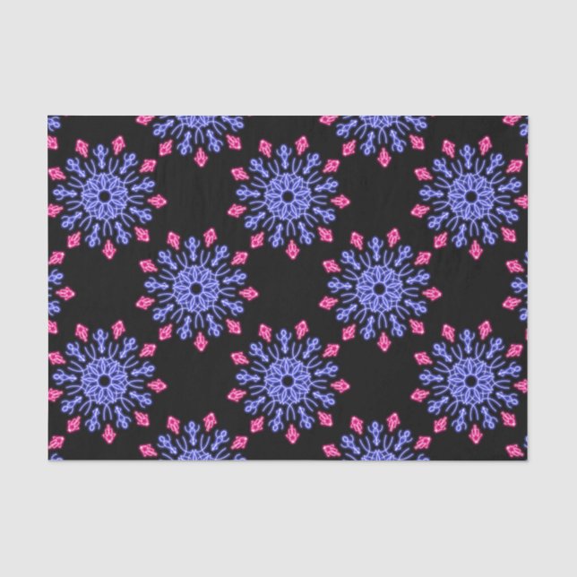 Blume aus blauem und rotem Neon Seidenpapier (Vorderseite)