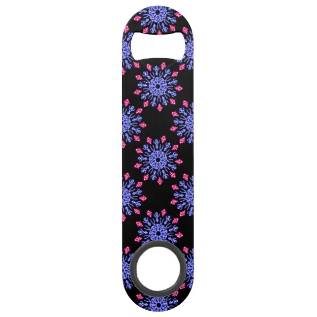 Blume aus blauem und rotem Neon Speed Flaschenöffner (Vorderseite)