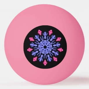 Blume aus blauem und rotem Neon Tischtennisball