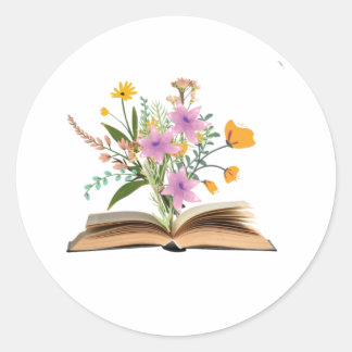 Blume aus Büchern Runder Aufkleber