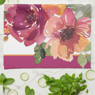 Blume aus Burgund und Orangen Geschirrtuch