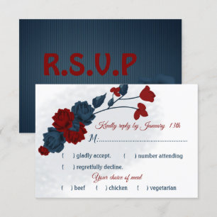 Blume aus der Marine und Bordeaux RSVP Karte