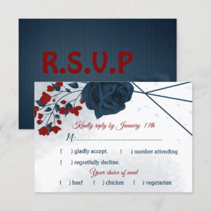 Blume aus der Marine und Bordeaux RSVP Karte