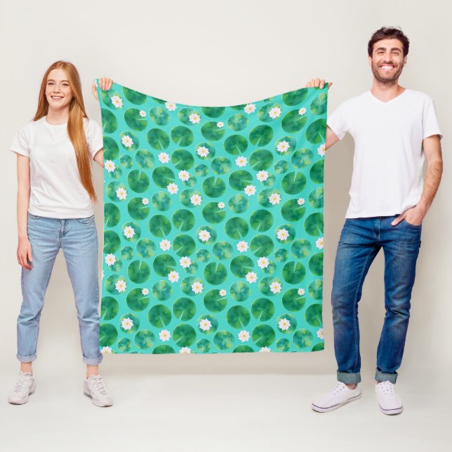 Blume aus der White Water Lilie & Lily Pad Muster Fleecedecke (Beispiel)