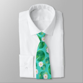Blume aus der White Water Lilie & Lily Pad Muster Krawatte