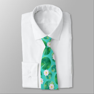 Blume aus der White Water Lilie & Lily Pad Muster Krawatte