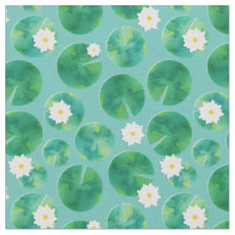 Blume aus der White Water Lilie & Lily Pad Muster Stoff
