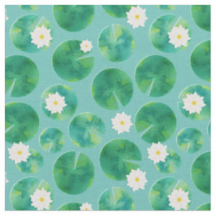 Blume aus der White Water Lilie & Lily Pad Muster Stoff