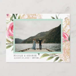 Blume aus Erdholz Foto WEDD SPEICHERN DAS DATUM Ankündigungspostkarte