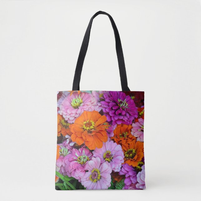 Blume aus farbigen Dahlien Tasche (Vorderseite)
