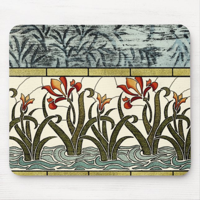 Blume aus festem Glas an der Grenze zu Tan Mousepad (Vorne)