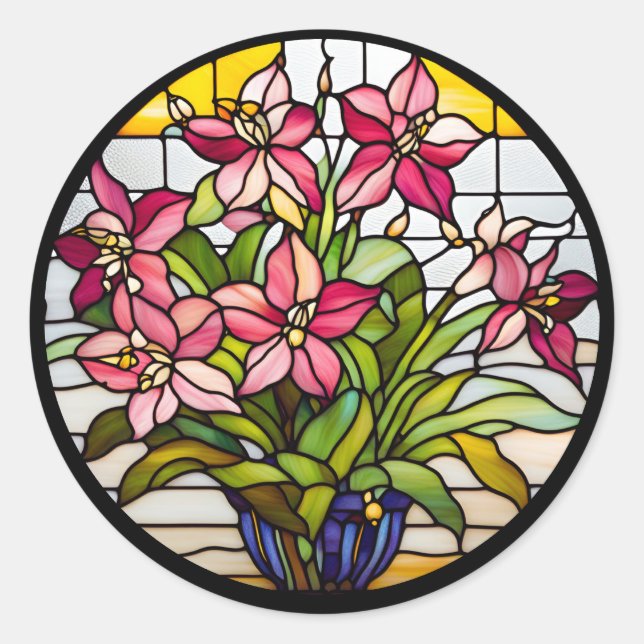 Blume aus festem Glas Runder Aufkleber (Vorderseite)
