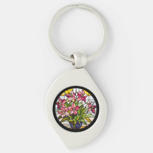 Blume aus festem Glas Schlüsselanhänger