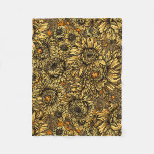 Blume aus gelber Chrysanthemen und Orangenkäfer Fleecedecke