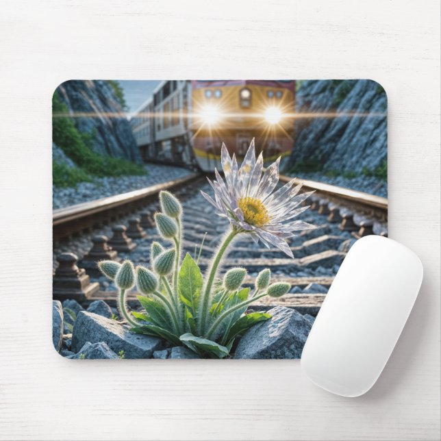 Blume aus Glas im Eisenbahnverkehr Mousepad (Mit Mouse)