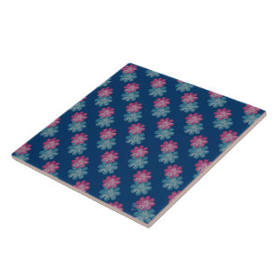 Blume aus Glas (rosa/aquamarin/navy) Fliese