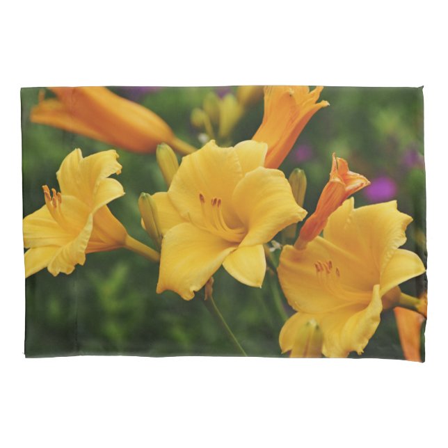 Blume aus Gold und Orange Kissenbezug (Vorderseite)