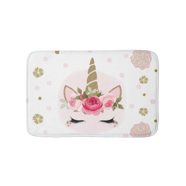 Blume aus Gold und Rosa bläst trendy Niedlich Badematte (Vorderseite)
