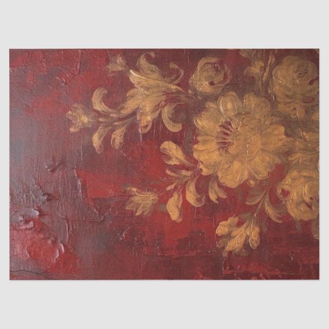 Blume aus Goldmedaille mit tiefrotem Bordeaux Seidenpapier (Vorderseite)
