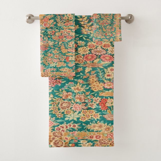 Blume aus grünem Gold Badhandtuch Set (Insitu)