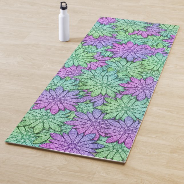 Blume aus grünem und Lila Stein Yogamatte (Beispiel)
