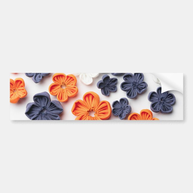 Blume aus handgefertigten Frühlingstoffen, orange  Autoaufkleber (Vorne)